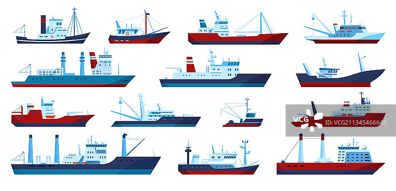 渔船、商业捕鱼拖网渔船、游艇图片素材