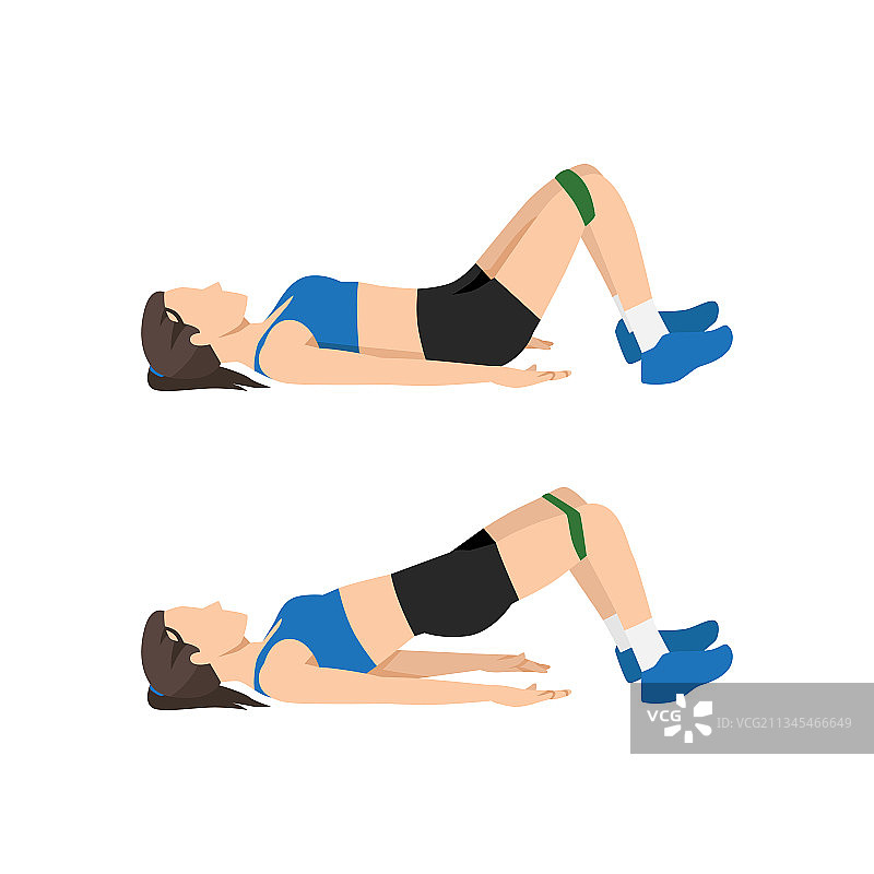 做臀桥阻力训练的女人图片素材