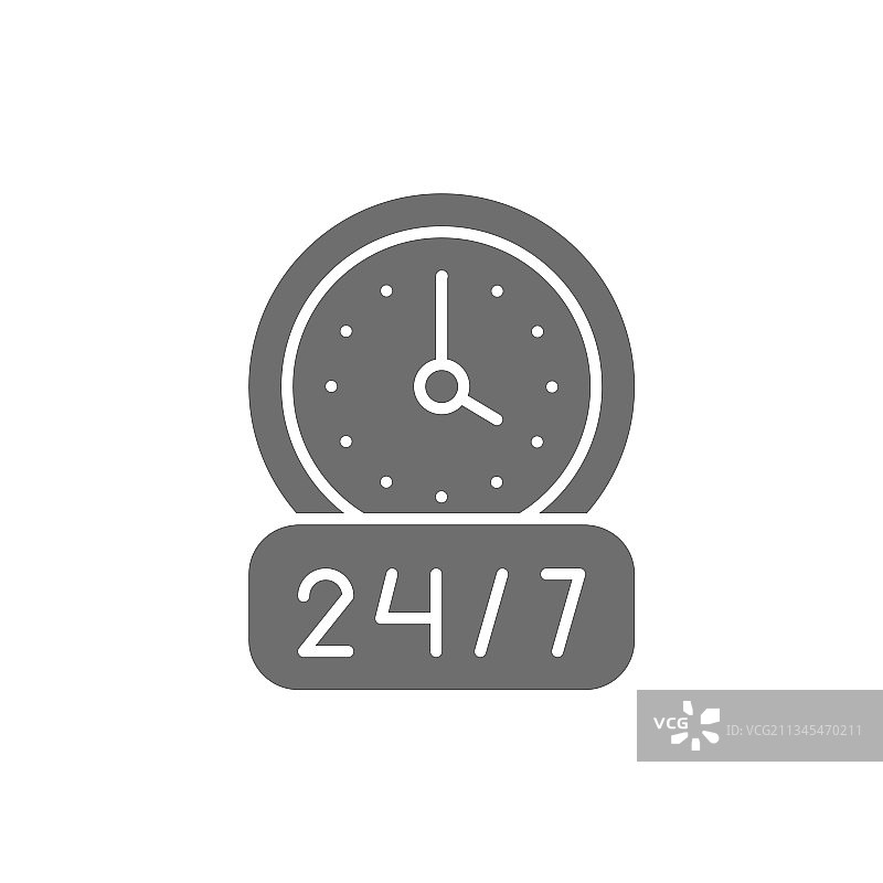 灰色24小时服务图标图片素材