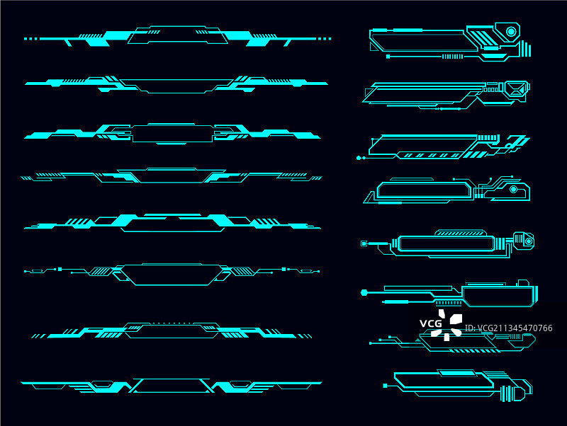 未来科技感抬头显示器信息框和界面边界图片素材