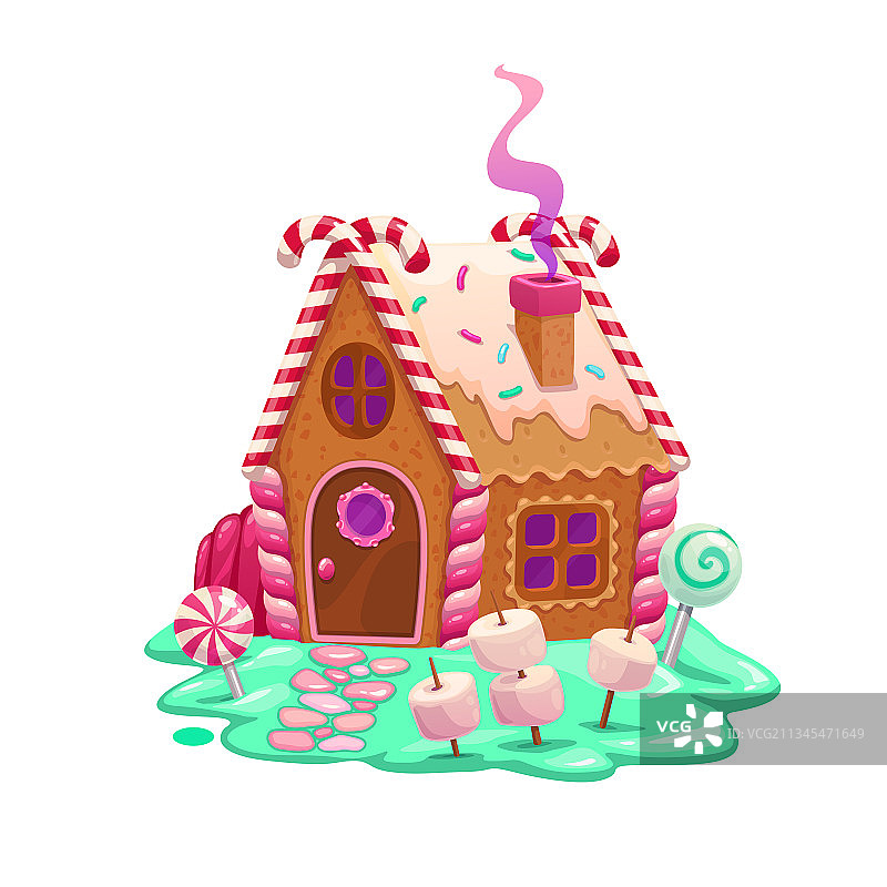 带有糖果和棉花糖的姜饼屋图片素材