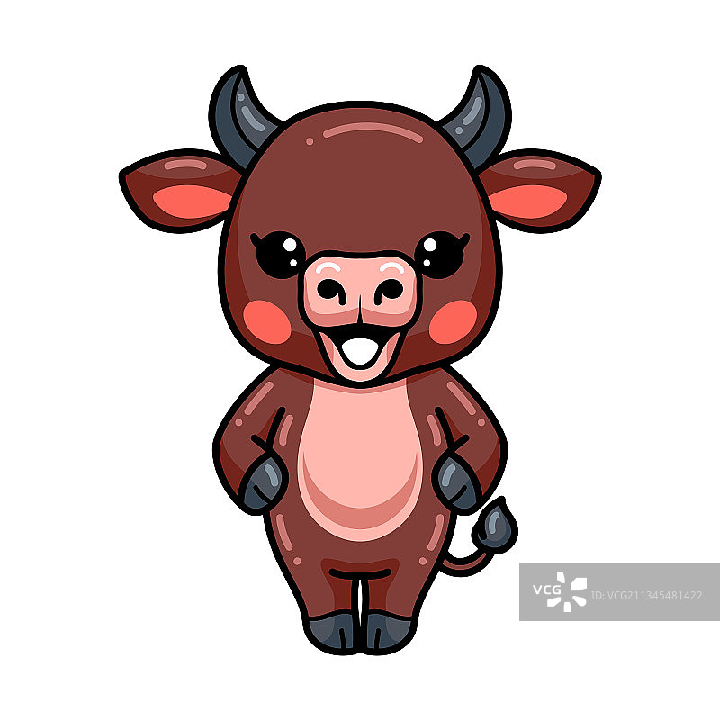 可爱卡通站立小牛图片素材