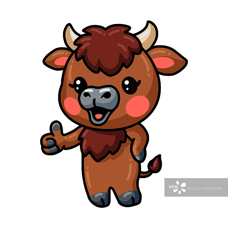 卡通可爱小牦牛点赞图片素材