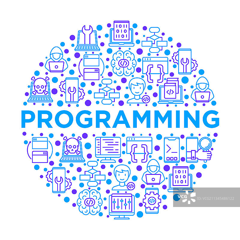 细线条圆形编程概念图片素材