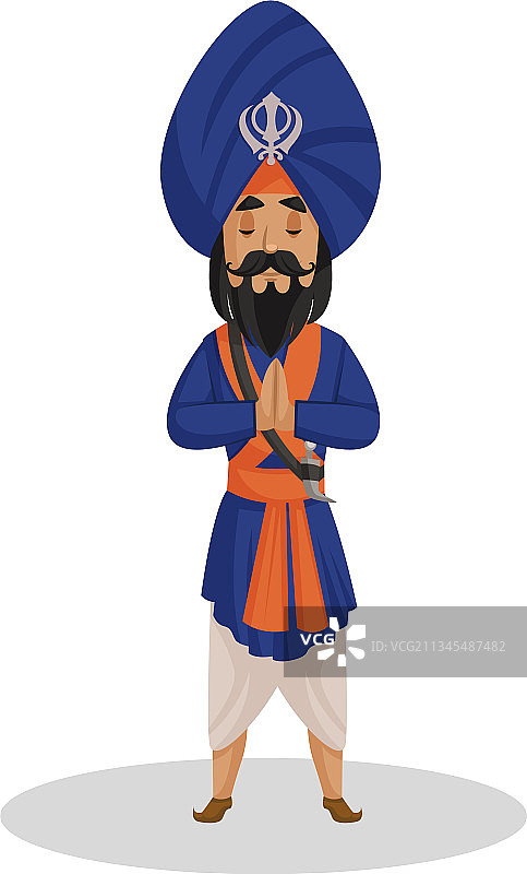 旁遮普锡克教勇士卡通人物图片素材