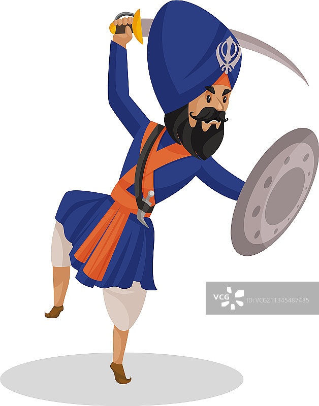 旁遮普锡克教勇士卡通人物图片素材