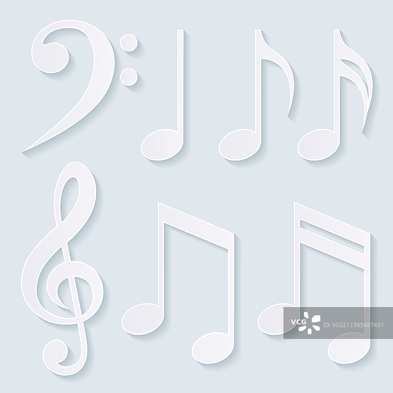 剪纸风格音符图案图片素材