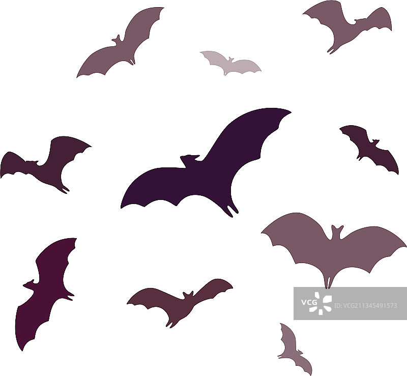 一群在洞穴中飞行的卡通蝙蝠图片素材