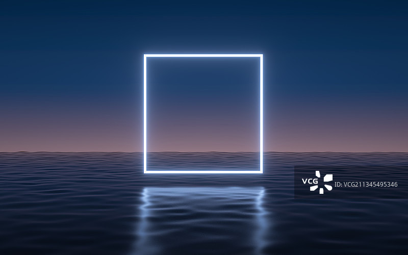 海平面方形光线科技背景图片素材