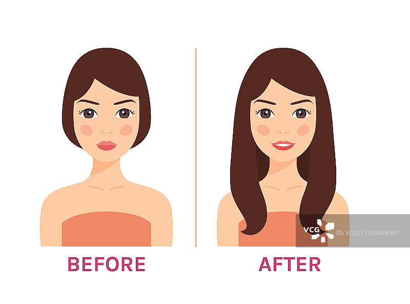 女性接发前后对比图片素材