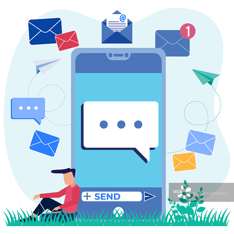 卡通人物电子邮件服务图片素材