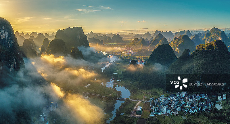 阳朔晨曦图片素材