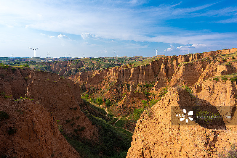 中国陕西省榆林麻黄梁黄的土地地质图片素材