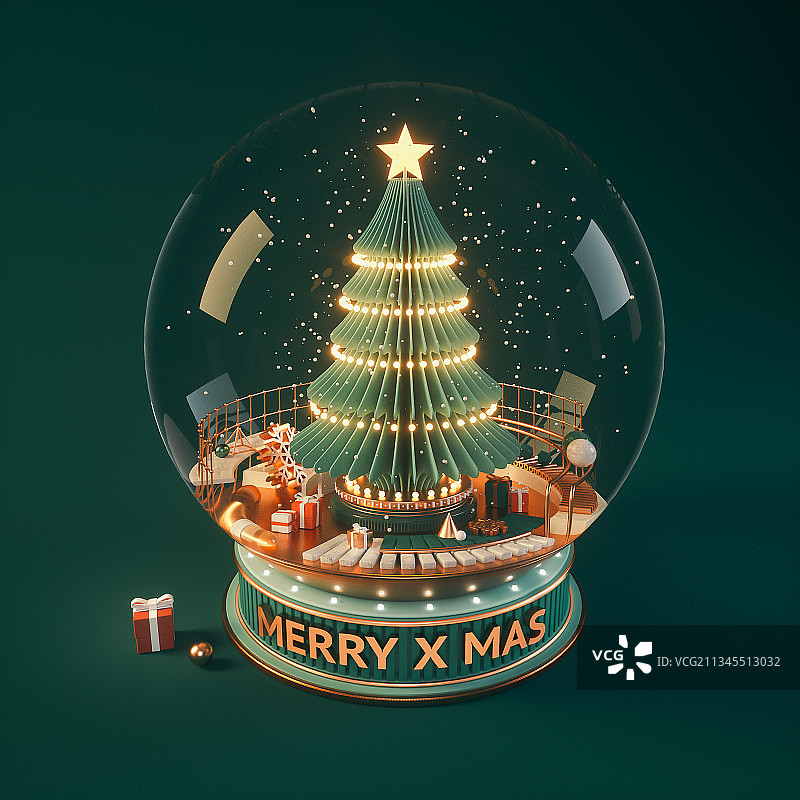 圣诞节水晶球礼物圣诞树图片素材