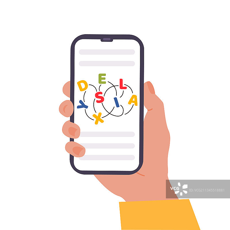 阅读障碍概念，手持移动设备图片素材