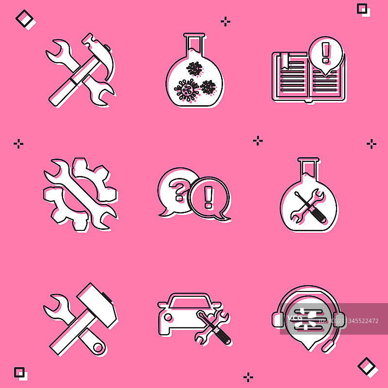 交叉锤子和扳手试管套装图片素材