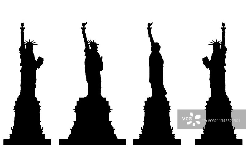 自由女神像剪影组合图片素材
