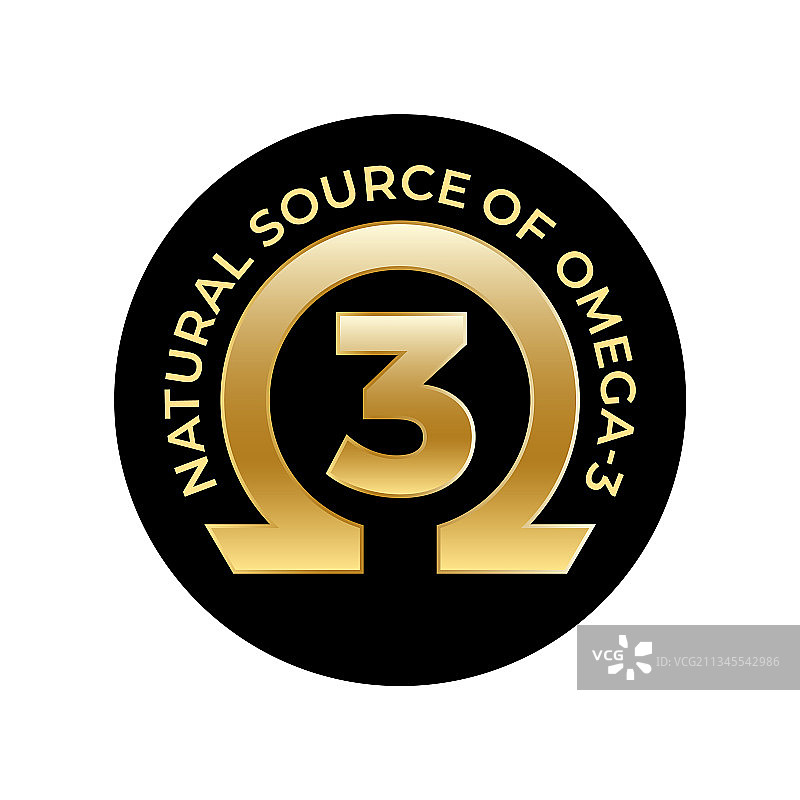 Omega 3来源圆形徽章标识图片素材