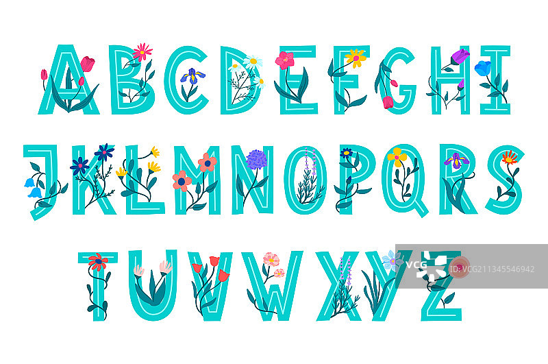 卡通彩色可爱字母字体合集图片素材