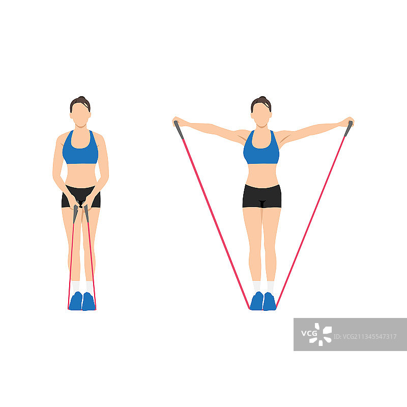 女人用阻力带做侧平举运动图片素材