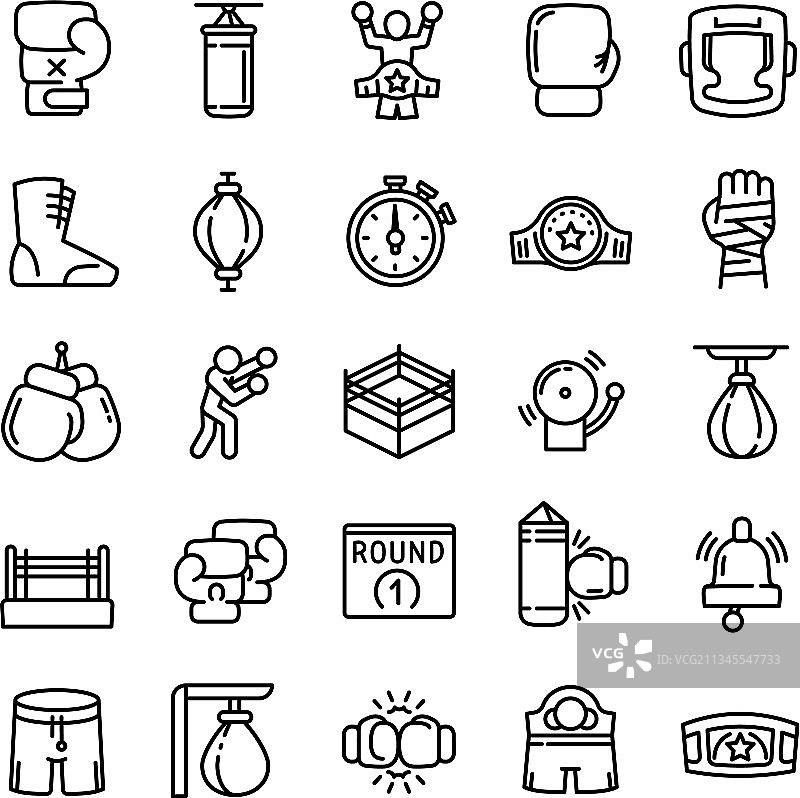 拳击图标轮廓样式图片素材