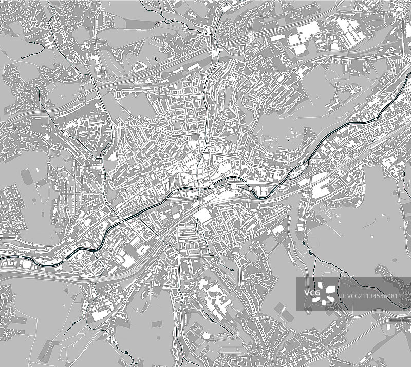 德国伍珀塔尔市地图图片素材