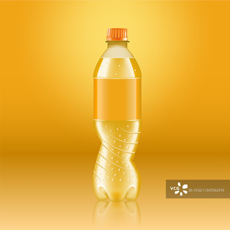 黄色逼真苏打柠檬水瓶样机图片素材