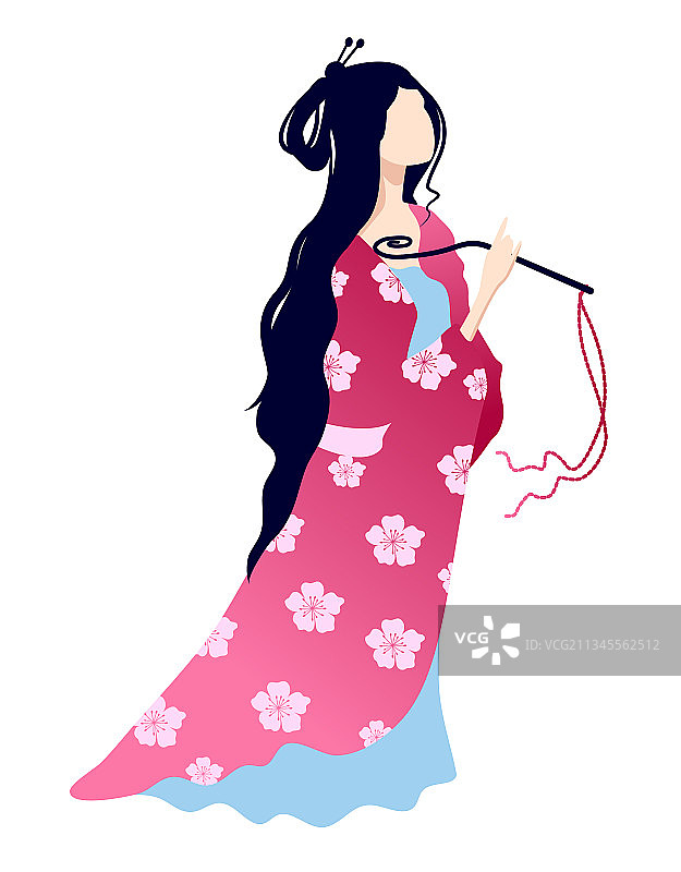 穿着民族服装的亚洲女孩图片素材