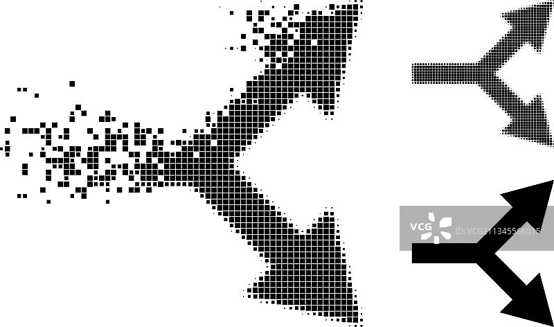 破碎半色调像素分叉右箭头图片素材