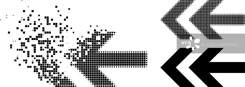 分散和半色调点向左箭头字形图片素材