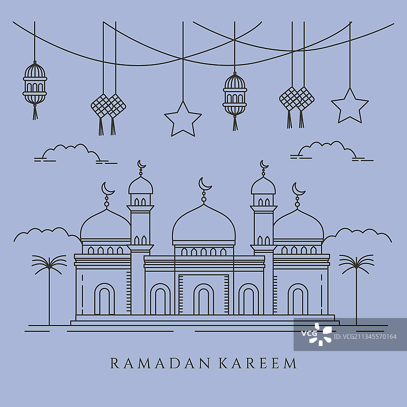 清真寺景观线条艺术背景设计图片素材