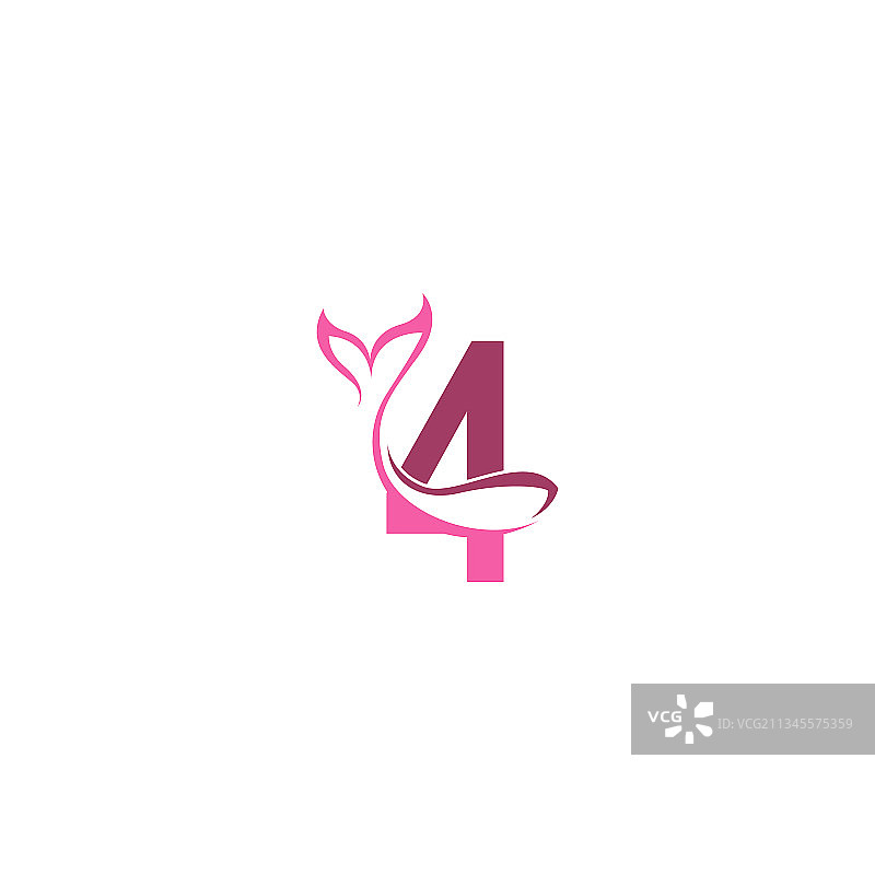 美人鱼尾巴数字4图标Logo设计图片素材