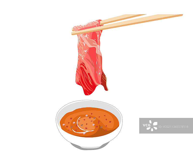 独立切片牛肉和辣椒酱图片素材