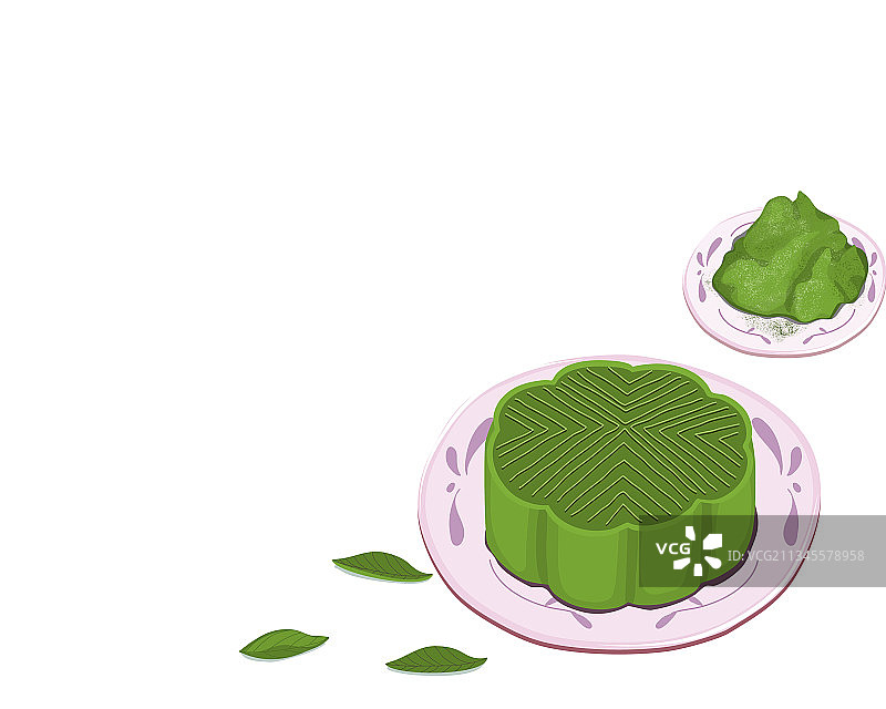抹茶口味月饼图片素材