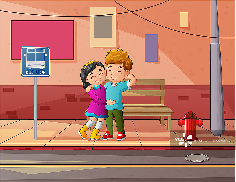 卡通少年情侣图片素材