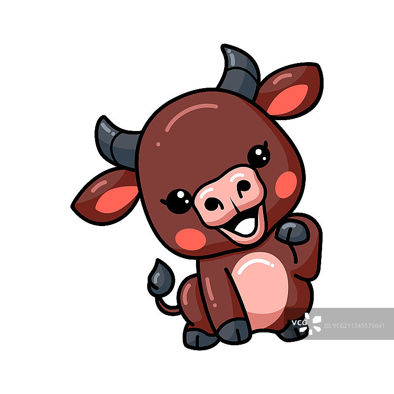 可爱的卡通小公牛展示图片素材