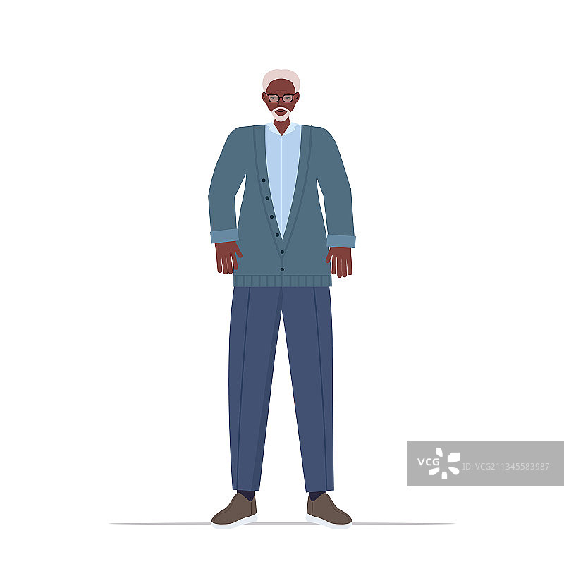 穿着休闲时尚服装的年长的非裔美国男人图片素材