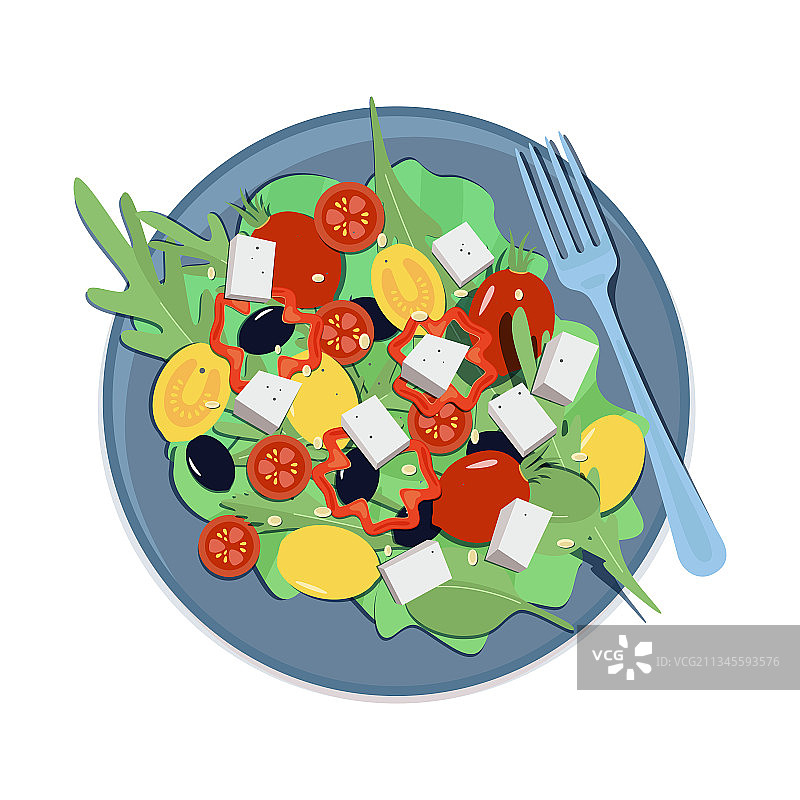 盘中带叉的彩色沙拉图片素材