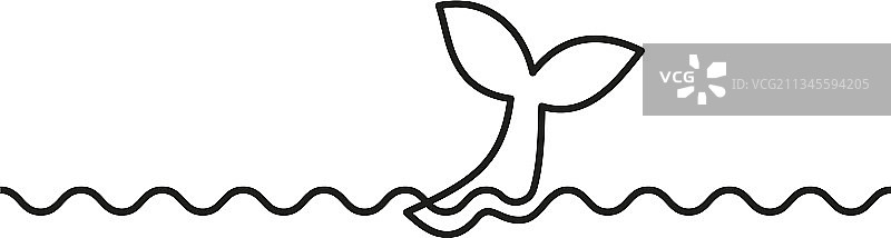 连续线条画海中鱼尾图片素材