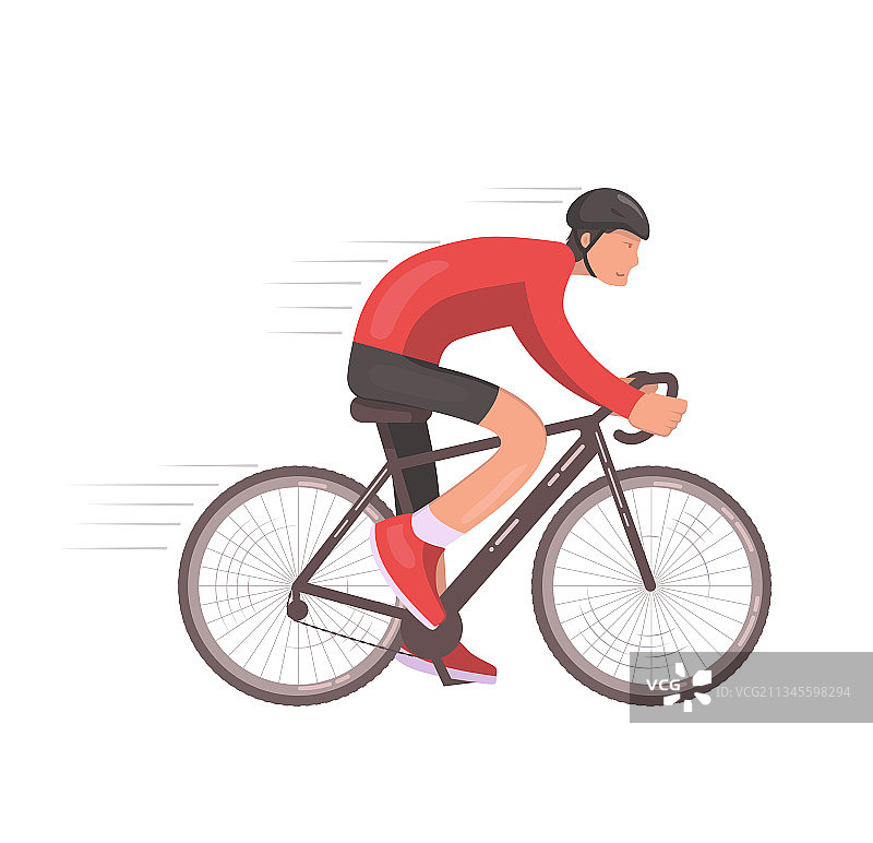 戴头盔的年轻男人骑自行车运动图片素材