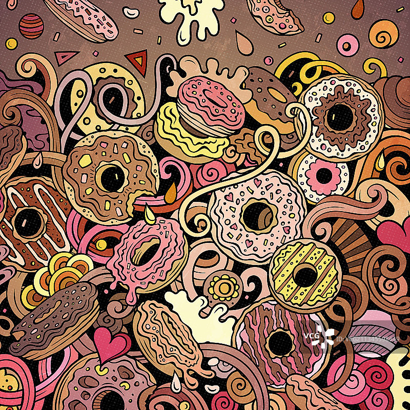 手绘甜甜圈甜点框架卡片图片素材