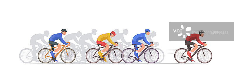 自行车锦标赛侧视图：自行车手追逐赛图片素材