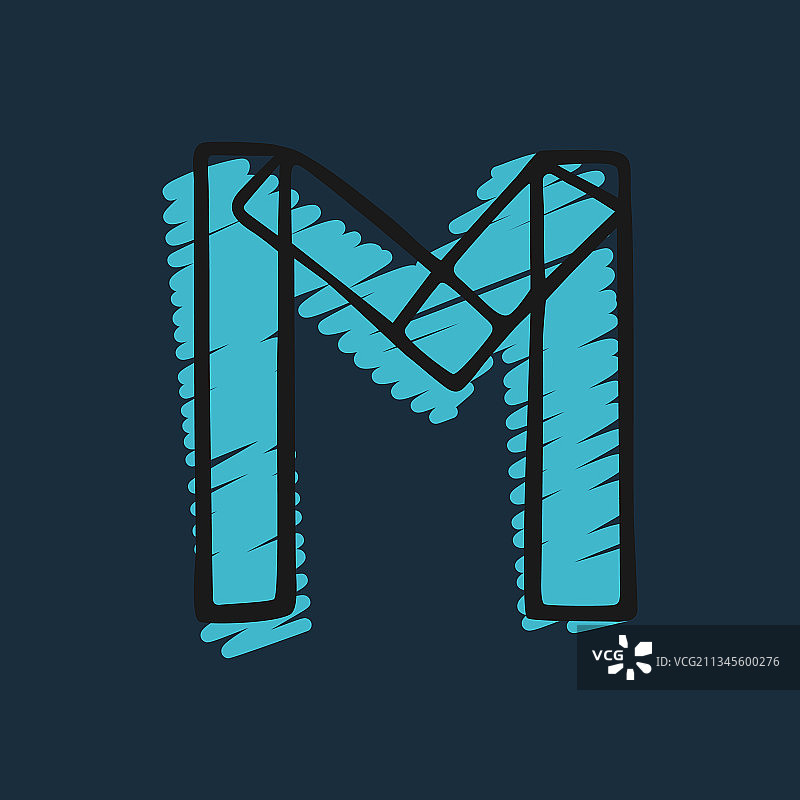 字母M手绘毡尖笔Logo图片素材