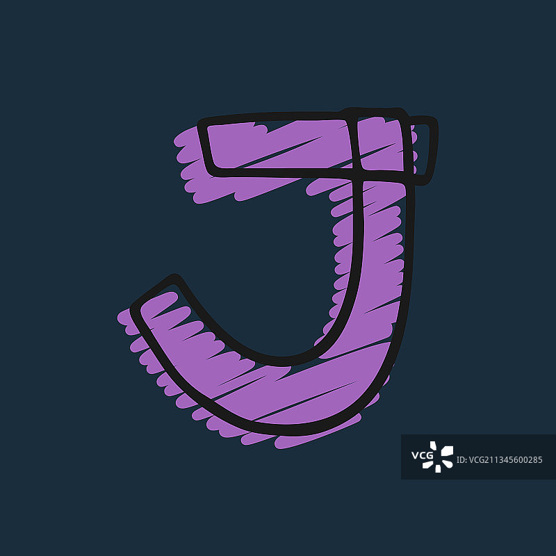 手绘毡尖笔和记号笔字母J标志图片素材