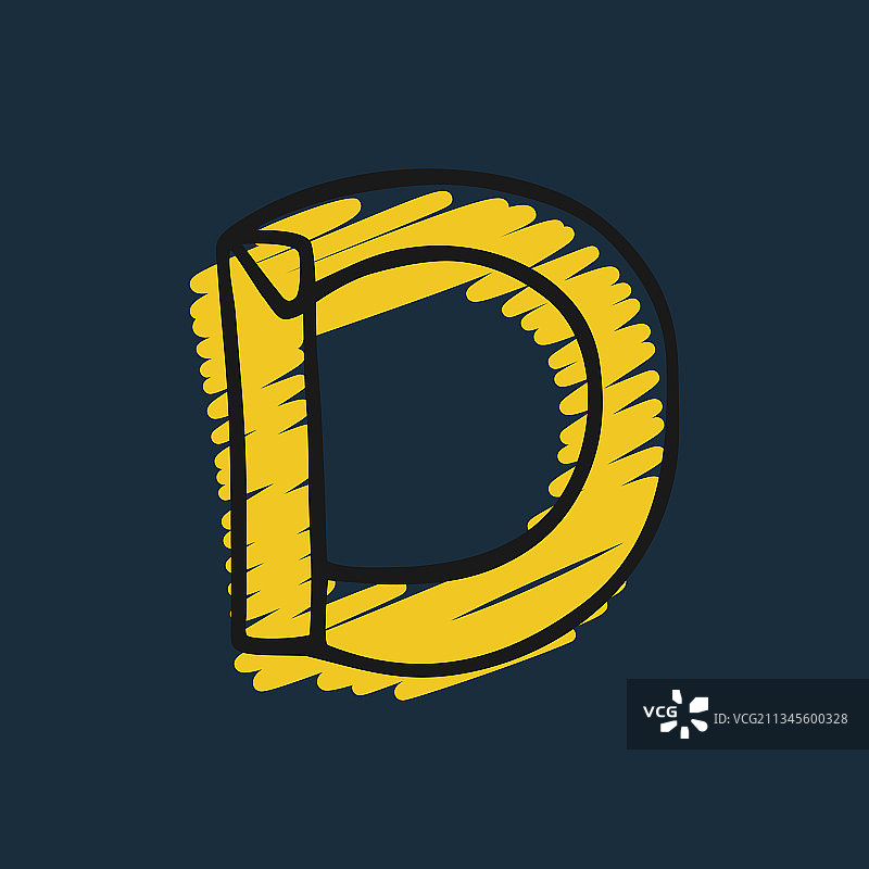 手绘毡尖笔和马克笔字母D标志图片素材