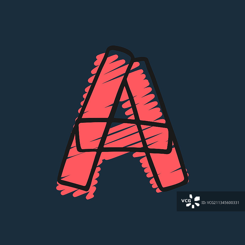 毡尖笔和马克笔手绘字母A标志图片素材