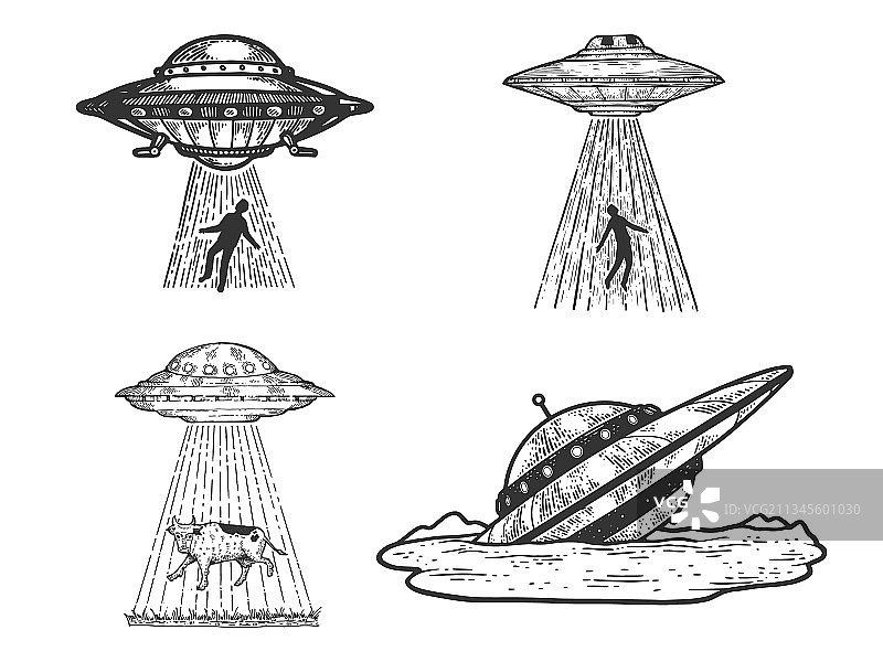 不明飞行物素描雕刻套装图片素材