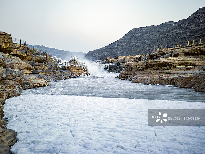 20170121陕西省 宜川县 壶口瀑布 冰瀑图片素材