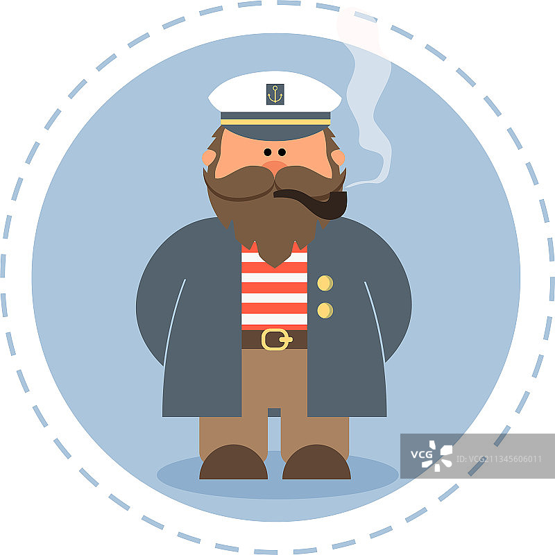 叼着烟斗的可爱老水手图片素材