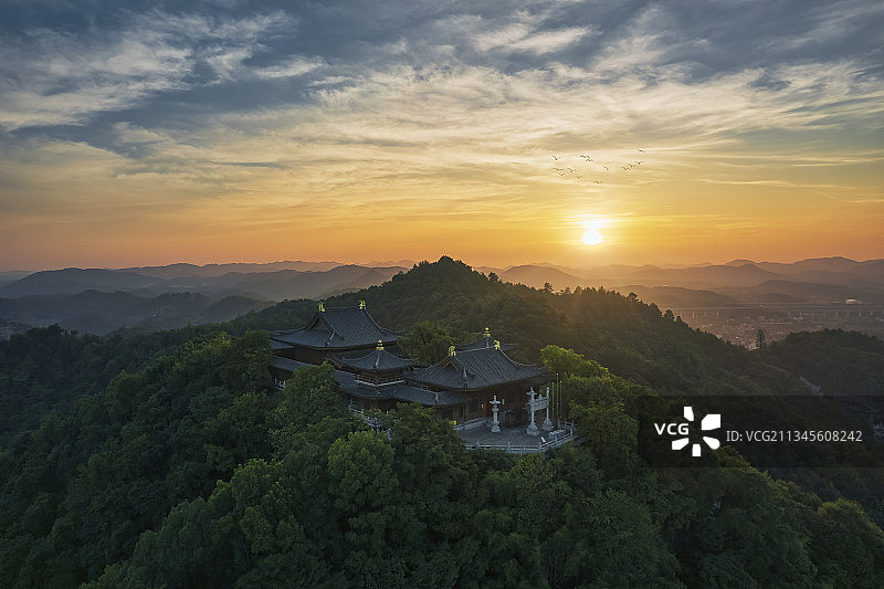 昭山古寺，昭山，山市晴岚图片素材